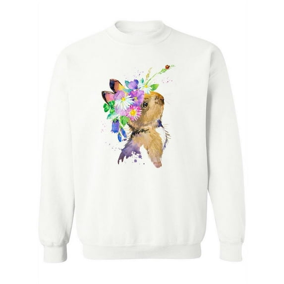 Cute Rabbit Watercolor Sweatshirt Women -Image by Shutterstock, Female Medium