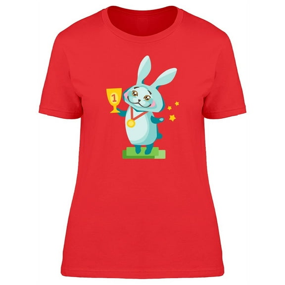 Cute Rabbit Winning 1St Place T-Shirt Women -Image by Shutterstock, Female Large