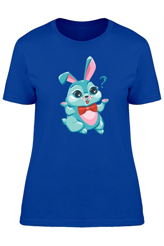 Cute Rabbit With Doubt, Cartoon T-Shirt Women -Image by Shutterstock, Female Medium