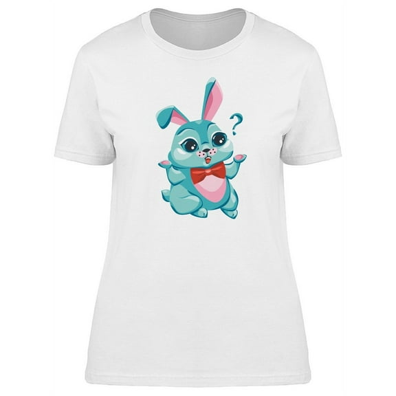 Cute Rabbit With Doubt, Cartoon T-Shirt Women -Image by Shutterstock, Female Medium