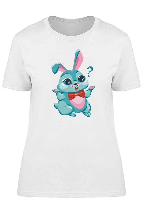 Cute Rabbit With Doubt, Cartoon T-Shirt Women -Image by Shutterstock, Female Medium