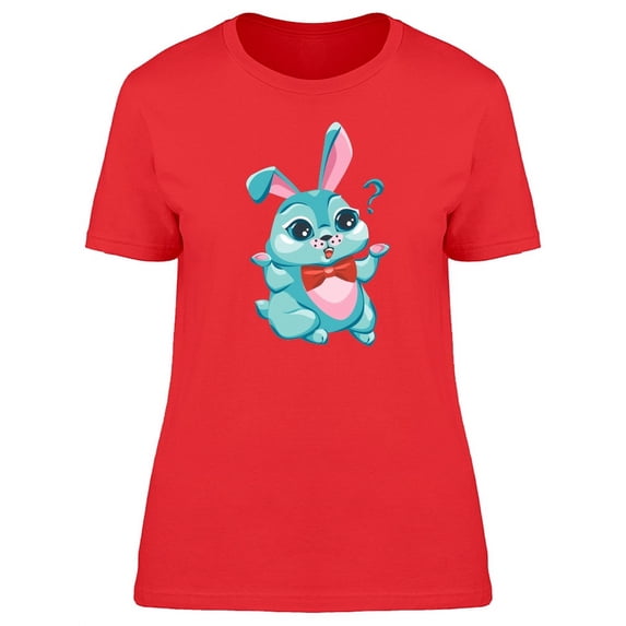 Cute Rabbit With Doubt, Cartoon T-Shirt Women -Image by Shutterstock, Female Medium