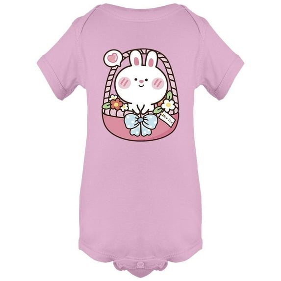 Cute Rabbit With Flower Basket Bodysuit Infant -Image by Shutterstock, 24 Months