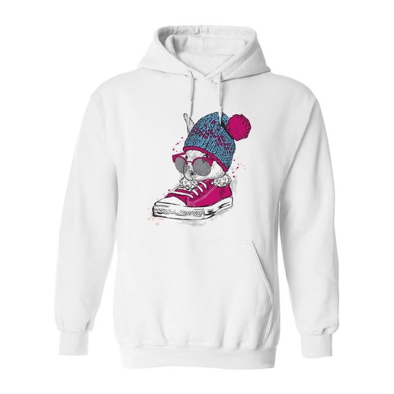 Cute Rabbit With Glasses Hoodie Women -Image by Shutterstock, Female Large