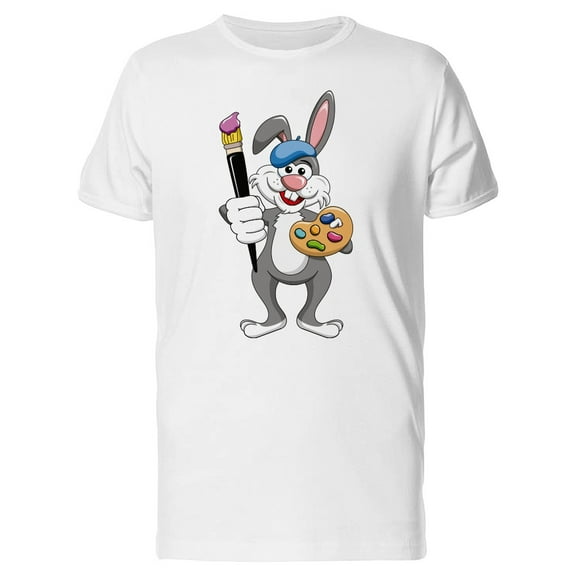 Cute Rabbit With Paints Palette T-Shirt Men -Image by Shutterstock, Male Small