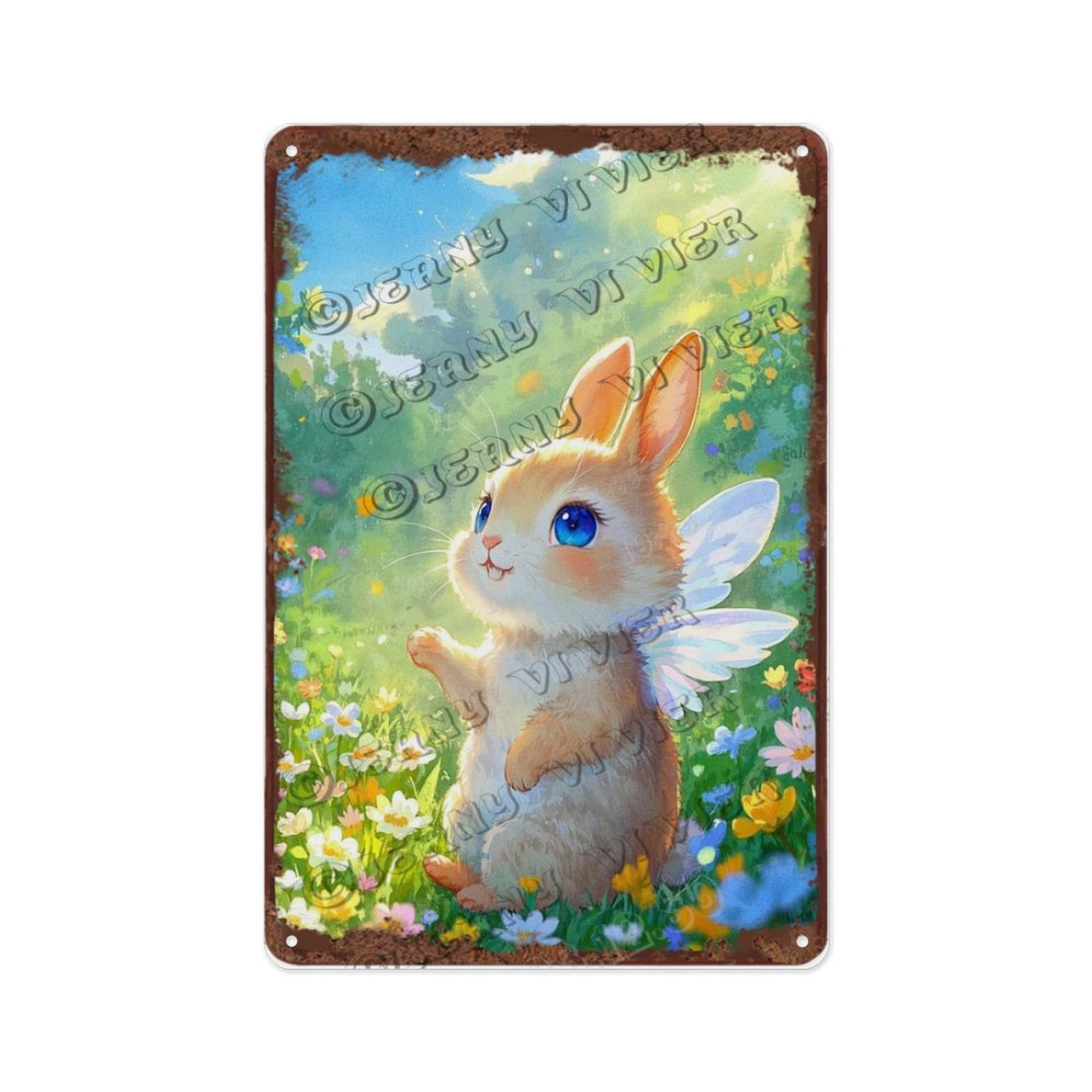 Cute Rabbit in the Forest Metal Sign 12x16 Inch Rustic Animal Decor for ...