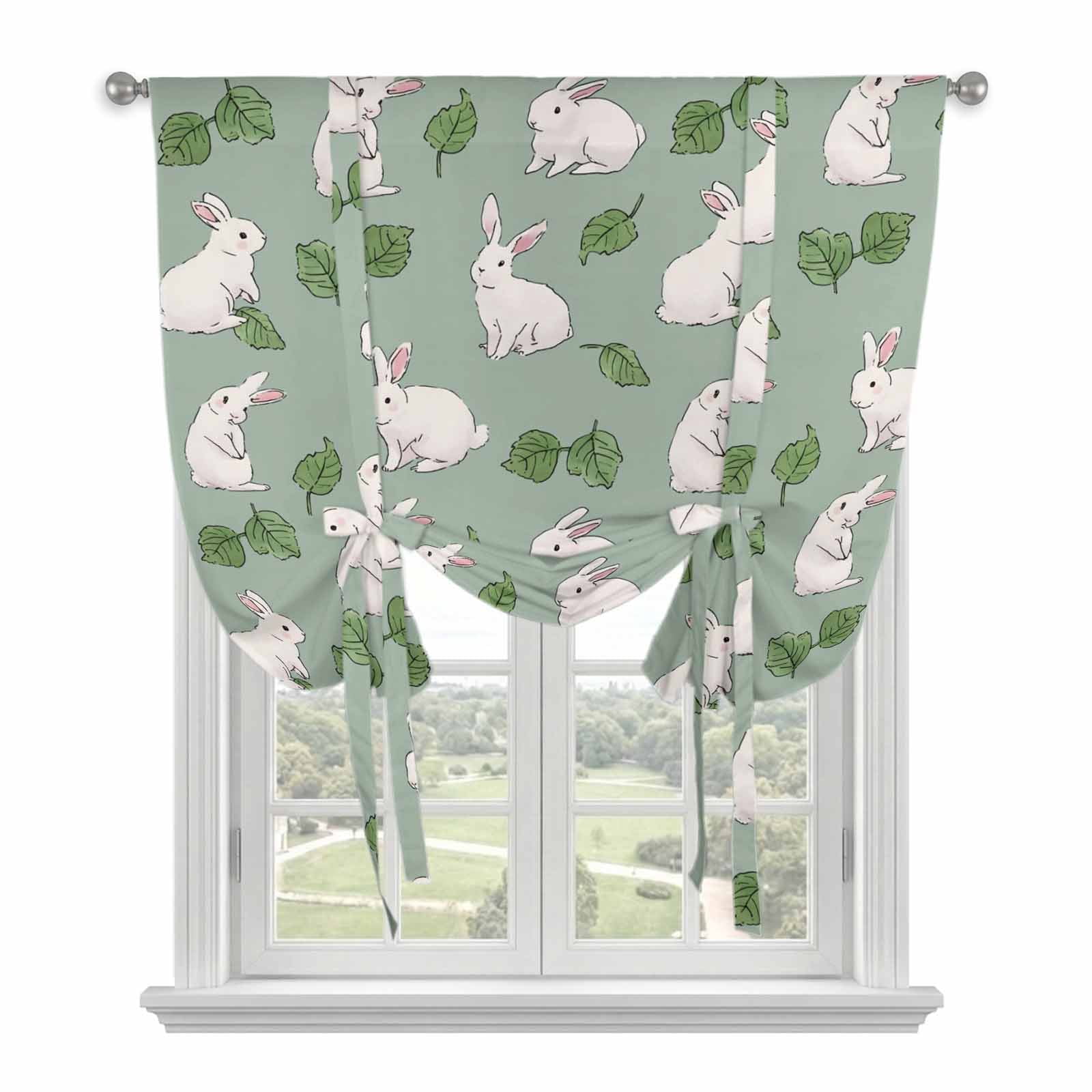 Cute Rabbits Balloon Curtains 63 Inch Length for Living Room/Bedroom ...