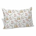 thumbnail image 1 of Cute Rabbits Pillow Covers, Linen Long Throw Pillow Case, Spring Eucalyptus Leaves Farmhouse Holiday Pillow Protector Decorative Cushion Cover for Living Room/Bedroom 24" x 36", 1 of 8