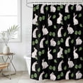 thumbnail image 1 of Cute Rabbits Shower Curtain Set, Waterproof Shower Curtains for Bathroom, Country Leaves Plants Cartoon Bunny Black Washable Fabric Cloth Bath Curtain for Bathtub Decoration with Hooks 66x72 Inches, 1 of 9