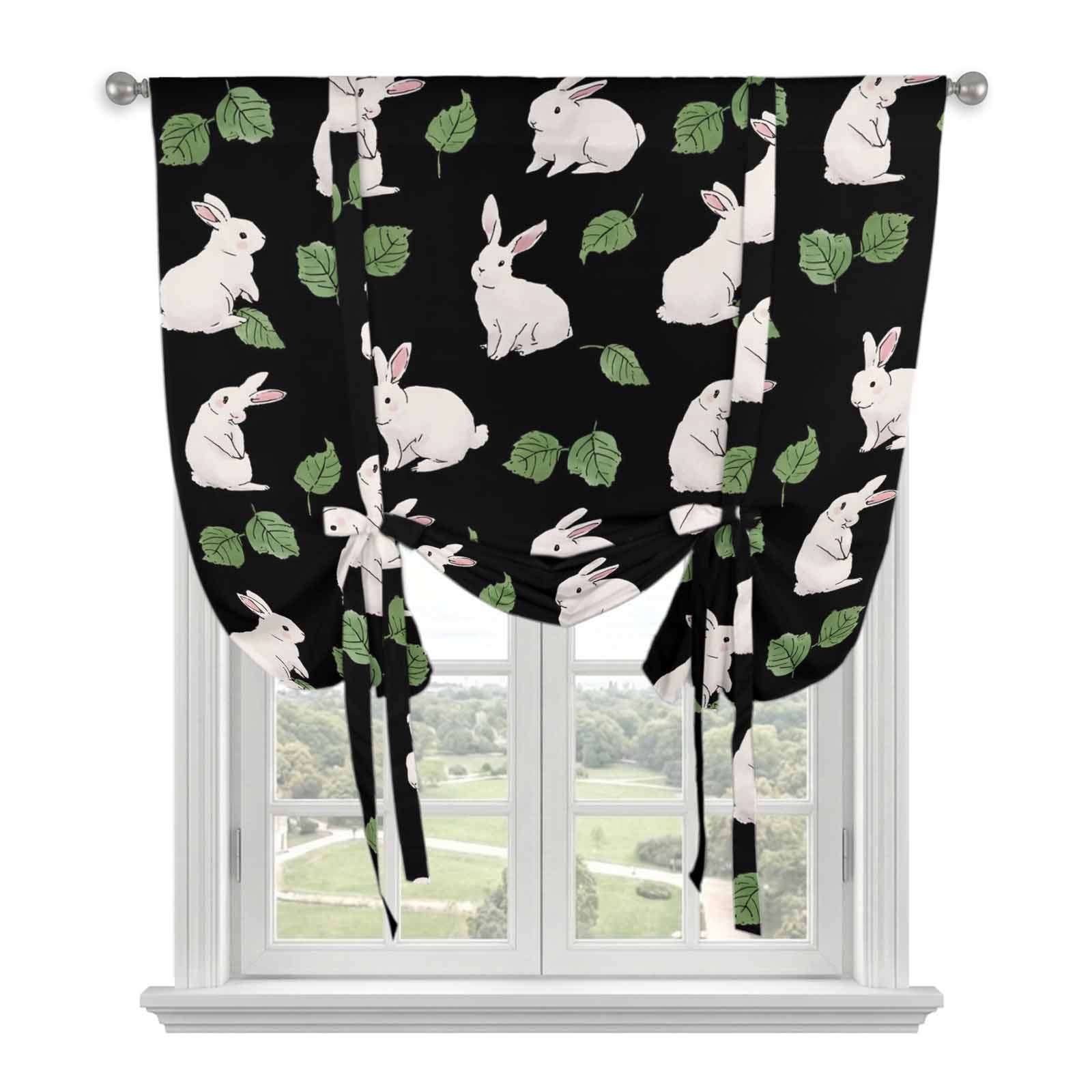 Cute Rabbits Tie Up Curtains for Windows, Adjustable Balloon Window ...