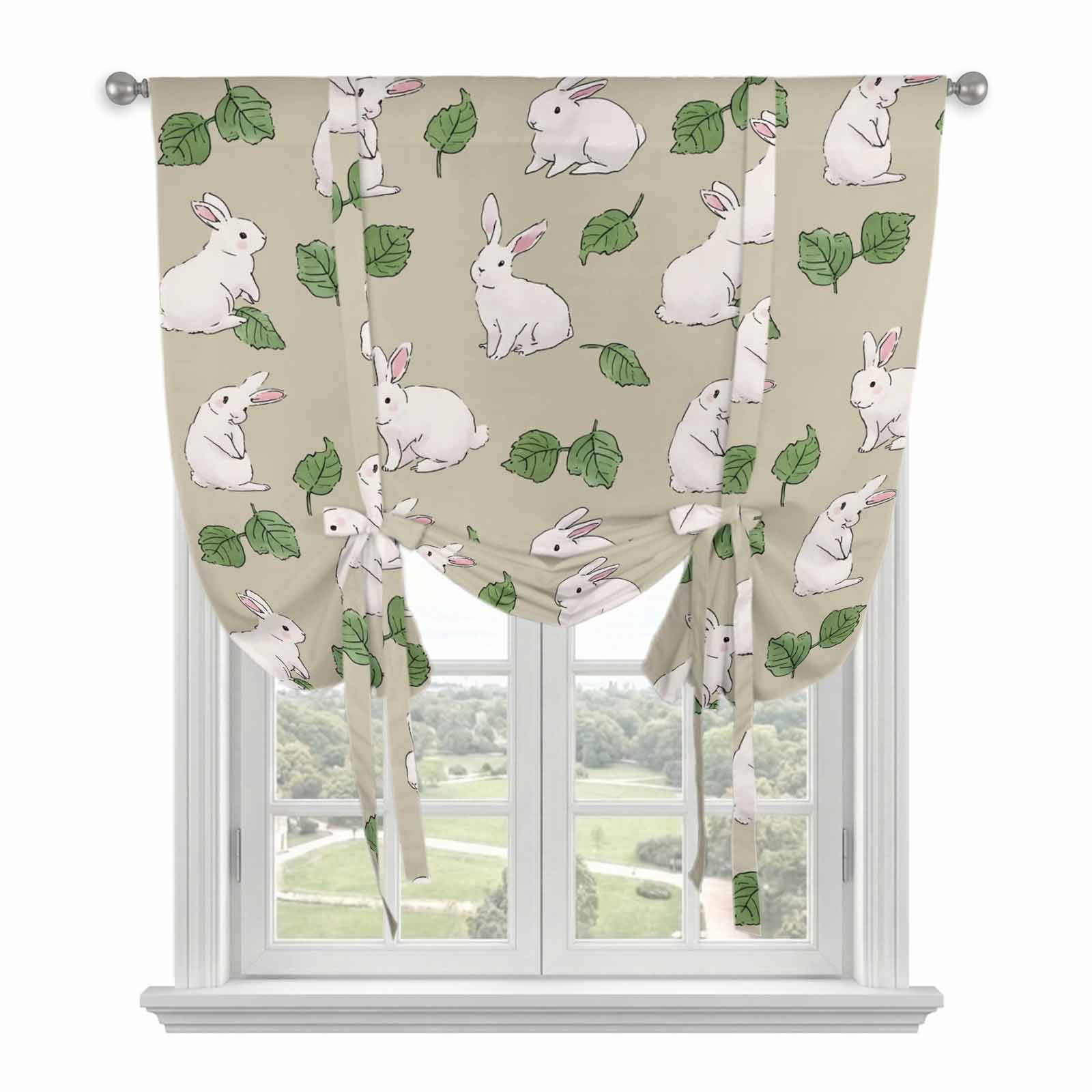 Cute Rabbits Tie Up Curtains for Windows, Balloon Window Shades ...