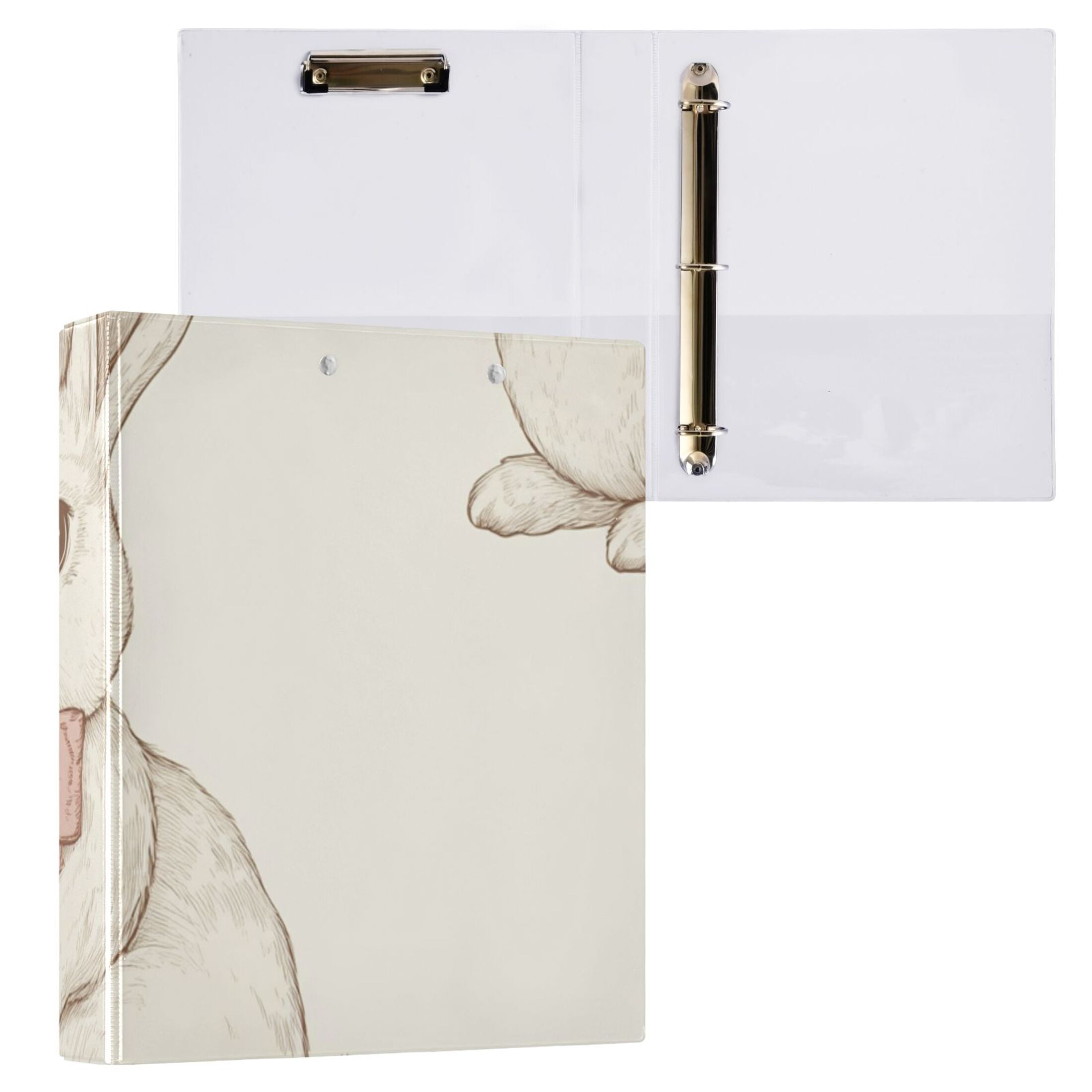 Cute Rabbits with Bows 3 Ring Binders 1.5 inch Hardcover File Folders with Interior Pockets A4 Size Organizer for School Office Hospital Set of 2