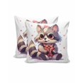 Cute Raccoon 20x20 Pillow Covers Set of 2, Decorations Outdoor Throw