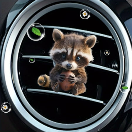 Cute Raccoon 2D Acrylic Car Air Vent Solid Air Freshener - Cartoon Raccoon Decoration, Adorable Raccoon Scent Diffuser for Car AC, Fun & Stylish Vehicle Interior Air Purifier