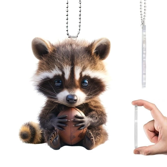 Cute Raccoon 2D Acrylic Car Pendant,Cartoon Raccoon CarRear View Mirror ,Cute RaccoonS Cars Hanging Interior Ornament Pendant Cars Accessories for Women Men Car Interior Decor