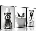 thumbnail image 1 of Cute Raccoon Bathroom Canvas Wall Art Funny Raccoon Prints Wall Decor Country Animal Pictures Fun Bathroom Modern Fun Bathroom Animal Painting Posters for Bathroom Toilet(Framed canvas), 1 of 6