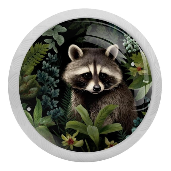 Cute Raccoon Crystal Glass Drawer Knob Pull Ergonomic 30mm Circle Glowing Furniture Cabinet Handle for Kitchen Dresser Cupboard Wardrobe