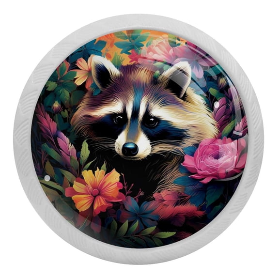 Cute Raccoon Crystal Glass Drawer Knob Pull Ergonomic 30mm Circle Glowing Furniture Cabinet Handle for Kitchen Dresser Cupboard Wardrobe
