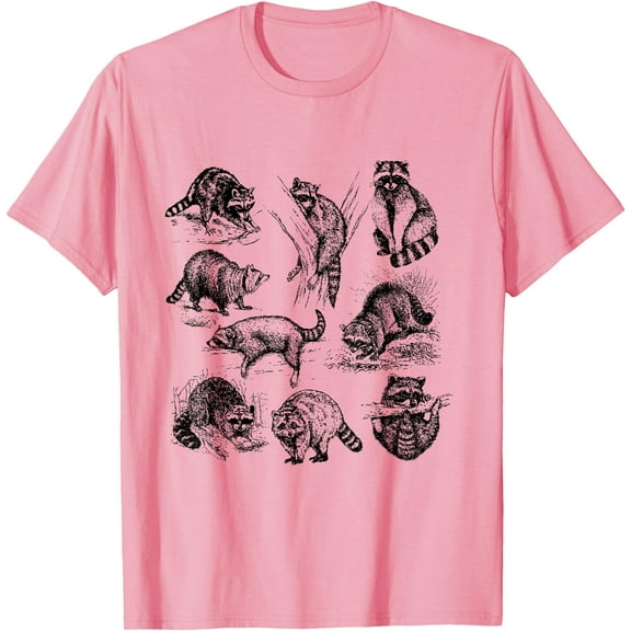Cute Raccoon Drawing Racoon Portrait Sketch Wild Trash Panda Unisex T-Shirt for Men Women Kids Toddler,Light Pink Color,Size 3T