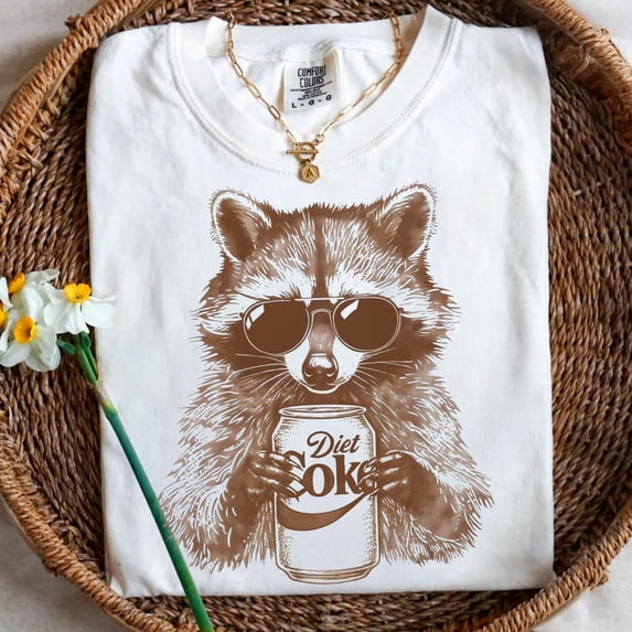 Curated visual reference: Gallery Detail: Cute Raccoon Graphic Tee Retro Trash Panda Design On Comfort