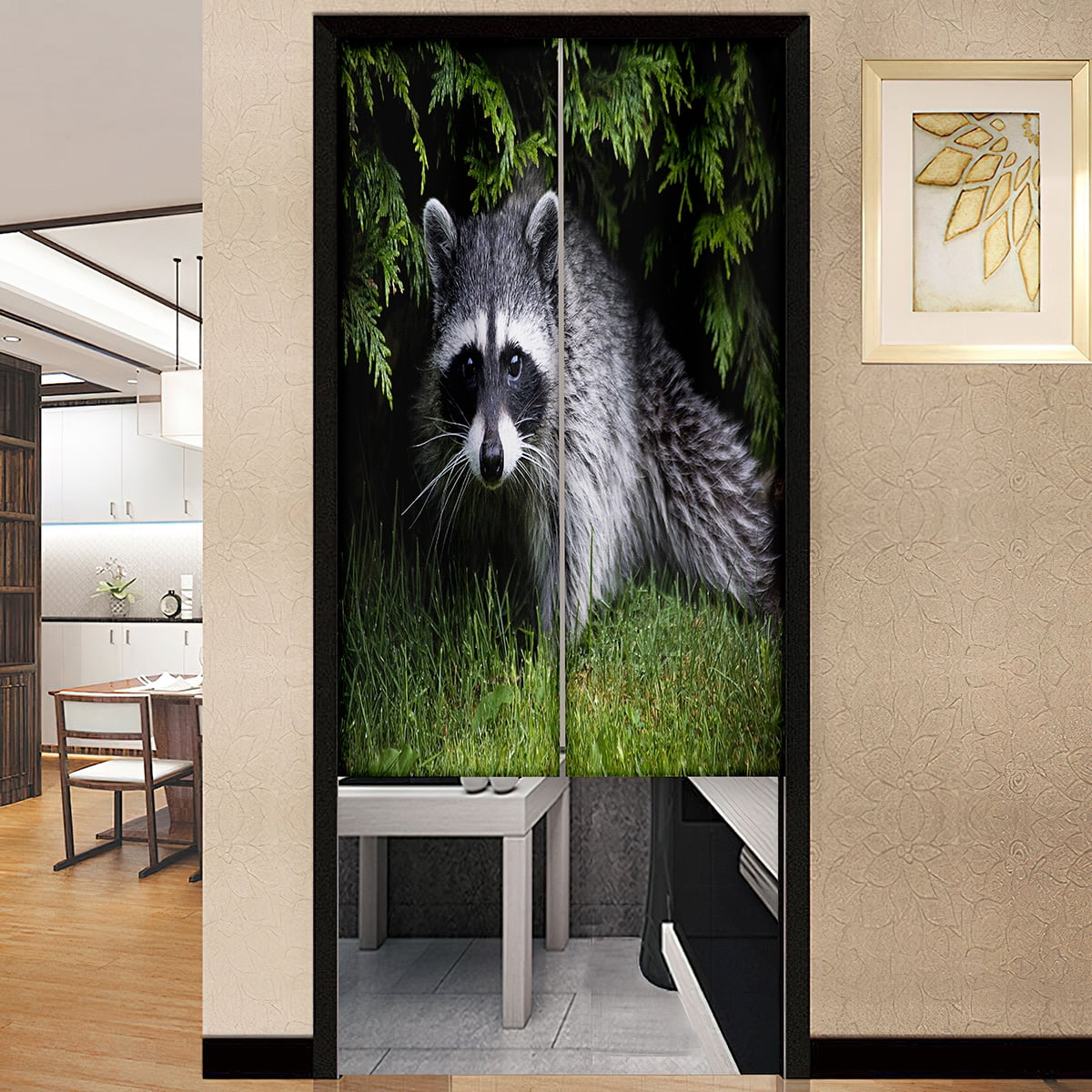 Cute Raccoon Japanese Door Curtain Boys Household Bedroom Kitchen