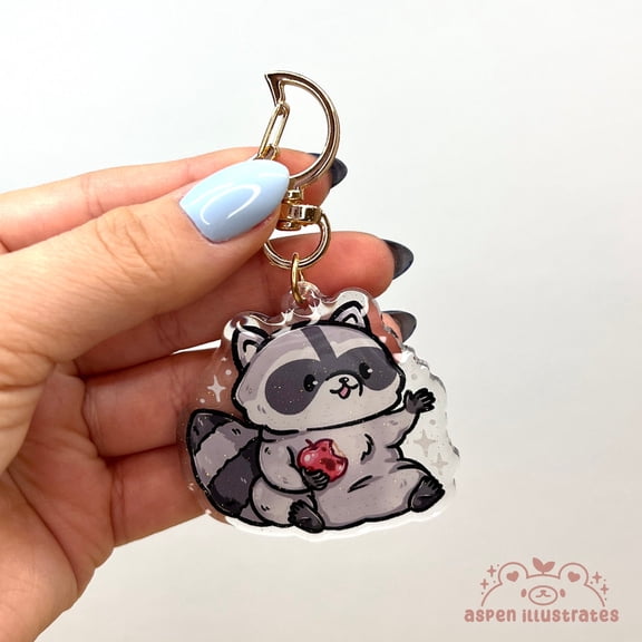 Cute Raccoon Keychain - Silly Trash Panda Keychain, Raccoon Accessories (1 keychain)