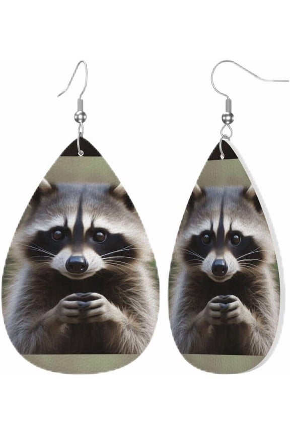 Cute Raccoon Leather Earrings, Light And Bright Colors, Gifts For Christmas, Valentine'S Day And Parties[s293]
