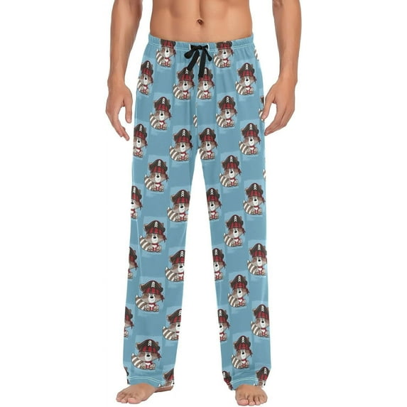 Cute Raccoon Pirate Pattern Mens Pajama Pants Sleepwear Lounge Men's Pajama Bottoms Gift for Family Friends