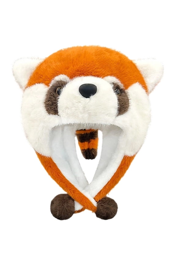 Cute Raccoon Plush Warm Hat, Cartoon Animal Winter Ear Protection Hat Soft Windproof Trapper Hat for Women Halloween Headwear