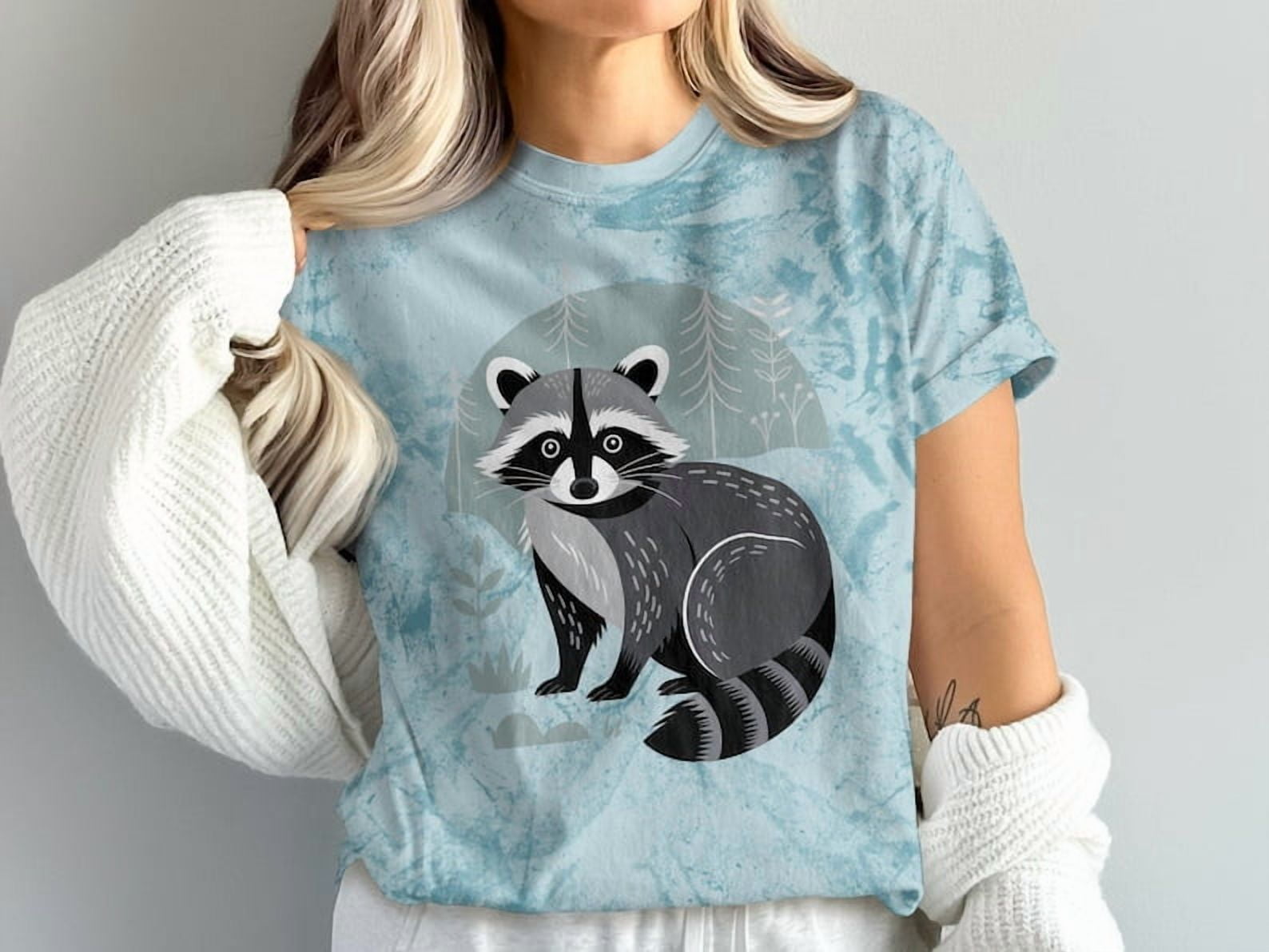Cute Raccoon Scandinavian Folk Art T Shirt Cottagecore Animal Design Cute Raccoon Scandinavian Folk Art T Shirt Cottagecore Animal Design