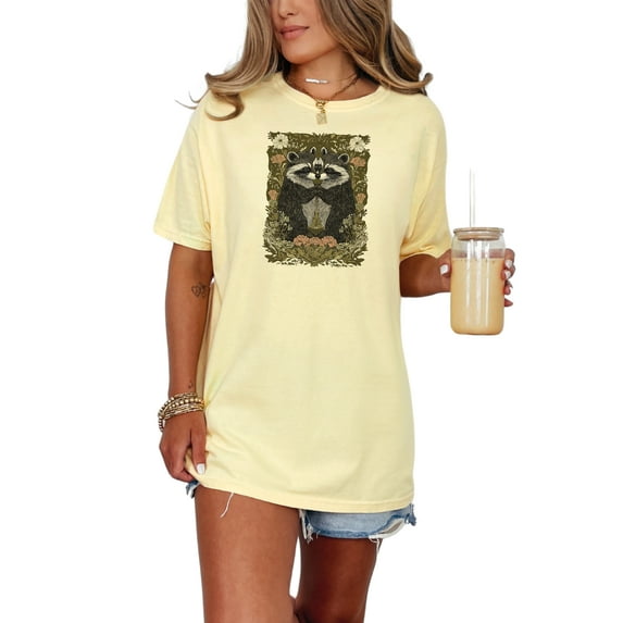 Cute Raccoon T-Shirt, Woodland Animal Tee, Nature Lover Shirt, Wildlife Art Top, Forest Animals Graphic Tee, Eco Friendly T-Shirt Gift, Butter Comfort Colors T-Shirt, 2XL