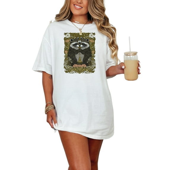 Cute Raccoon T-Shirt, Woodland Animal Tee, Nature Lover Shirt, Wildlife Art Top, Forest Animals Graphic Tee, Eco Friendly T-Shirt Gift, White Comfort Colors T-Shirt, Small