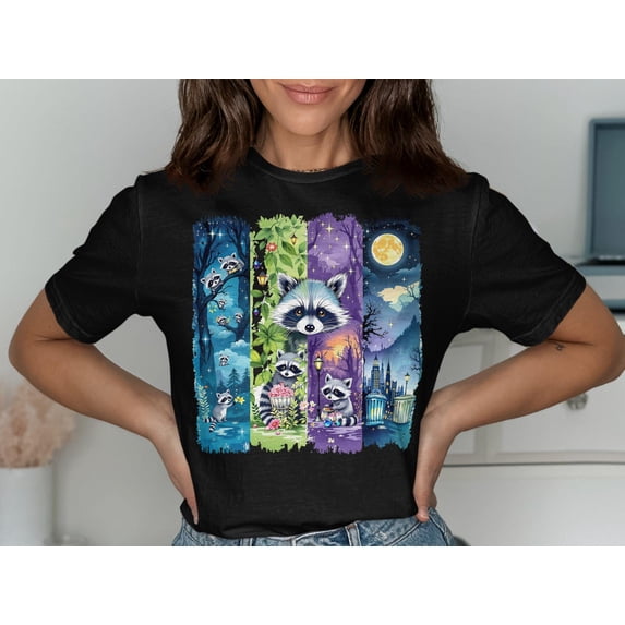 Cute Raccoon TShirt Adorable Raccoon Art Woodland Wildlife Tee Night Forest Animal Lovers Shirt Nature Lovers Gift