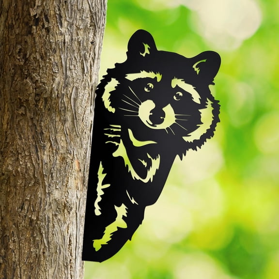 Cute Raccoon Tree Peek-A-Boo Garden Statue - Raccoon Hanging Garden Stake Outdoor Tree Decor for Patio - Funny Raccoon Gifts for Nature Lovers,Rustic Garden Gifts for Christmas, Birthday, Mothers Da