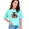 thumbnail image 1 of Cute Raccoon Tshirt Womens Raccoon Tee Mens Casual Graphic Shirt Animal Lover Gift Floral Raccoon Top Nature Lover Shirt, Chalky Mint Comfort Colors T-Shirt, Large, 1 of 1