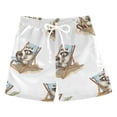 thumbnail image 1 of Cute Raccoons Sunbathing on Beach Palm Tree Swim Trunks Board Shorts Beach Pants Bathing Bottoms 2T, 1 of 8