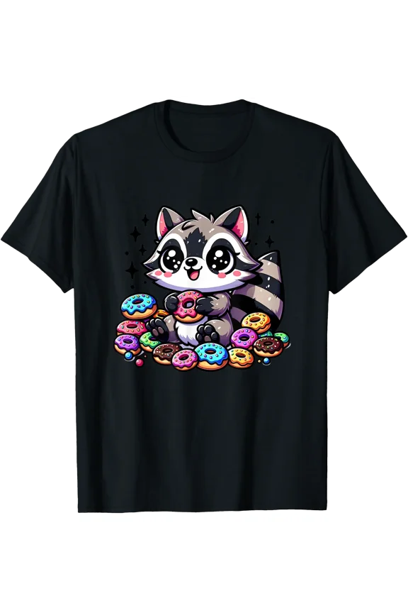 Cute Racoon Donuts Kawaii Kids Boys Girls T-Shirt