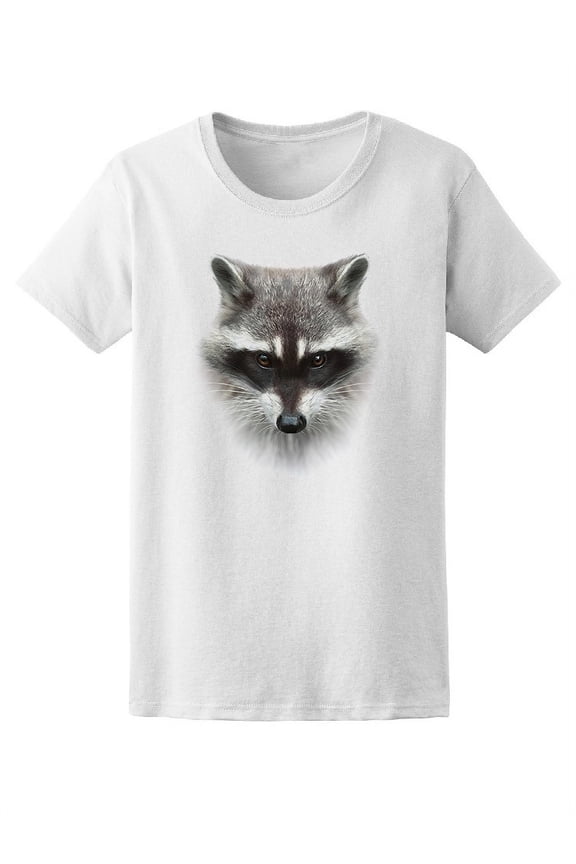 Cute Racoon Head Graphic T-Shirt Women -Image by Shutterstock, Female XX-Large