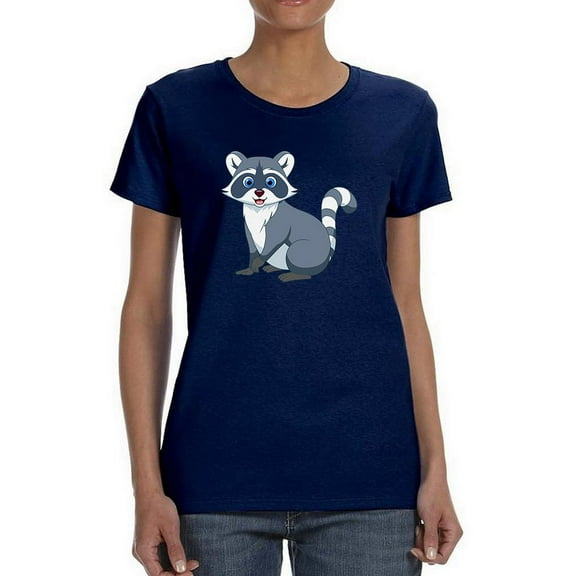 Cute Racoon Smiling Shaped T-Shirt Women -Image by Shutterstock, Female Small
