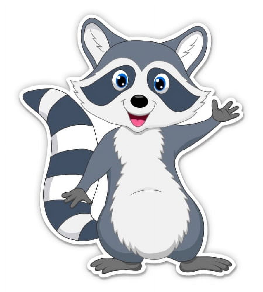 Cute Adorable Racoon Sticker Cute Racoon Waving - 3