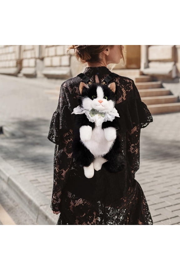 Cute Ragdoll Cat Plush Backpack - Handcrafted Realistic Stuffed Animal Daypack with Adjustable Straps, Fashionable Casual Backpack for Daily Use, Ideal Birthday & Holiday Gifts for Women (D)