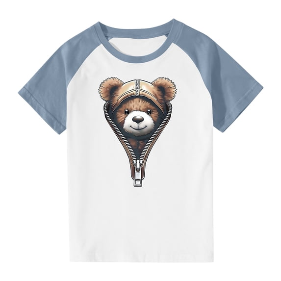 Cute Raglan Graphic Tees for Girls Summer Short Sleeve Baseball T-Shirts Loose Fit Round Neck Casual Going Out Tops Navy, 5 Years