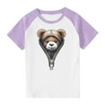 thumbnail image 1 of Cute Raglan Graphic Tees for Girls Summer Short Sleeve Baseball T-Shirts Loose Fit Round Neck Casual Going Out Tops Purple， 3 Years, 1 of 7