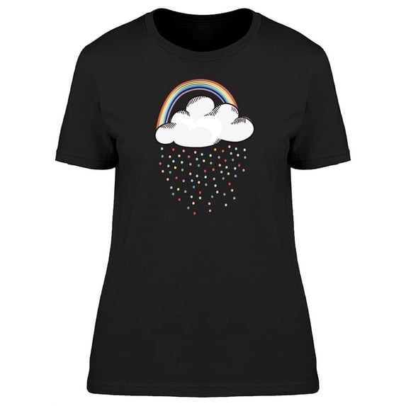 Cute Rainbow And Rainy Cloud T-Shirt Women -Image by Shutterstock, Female x-Large