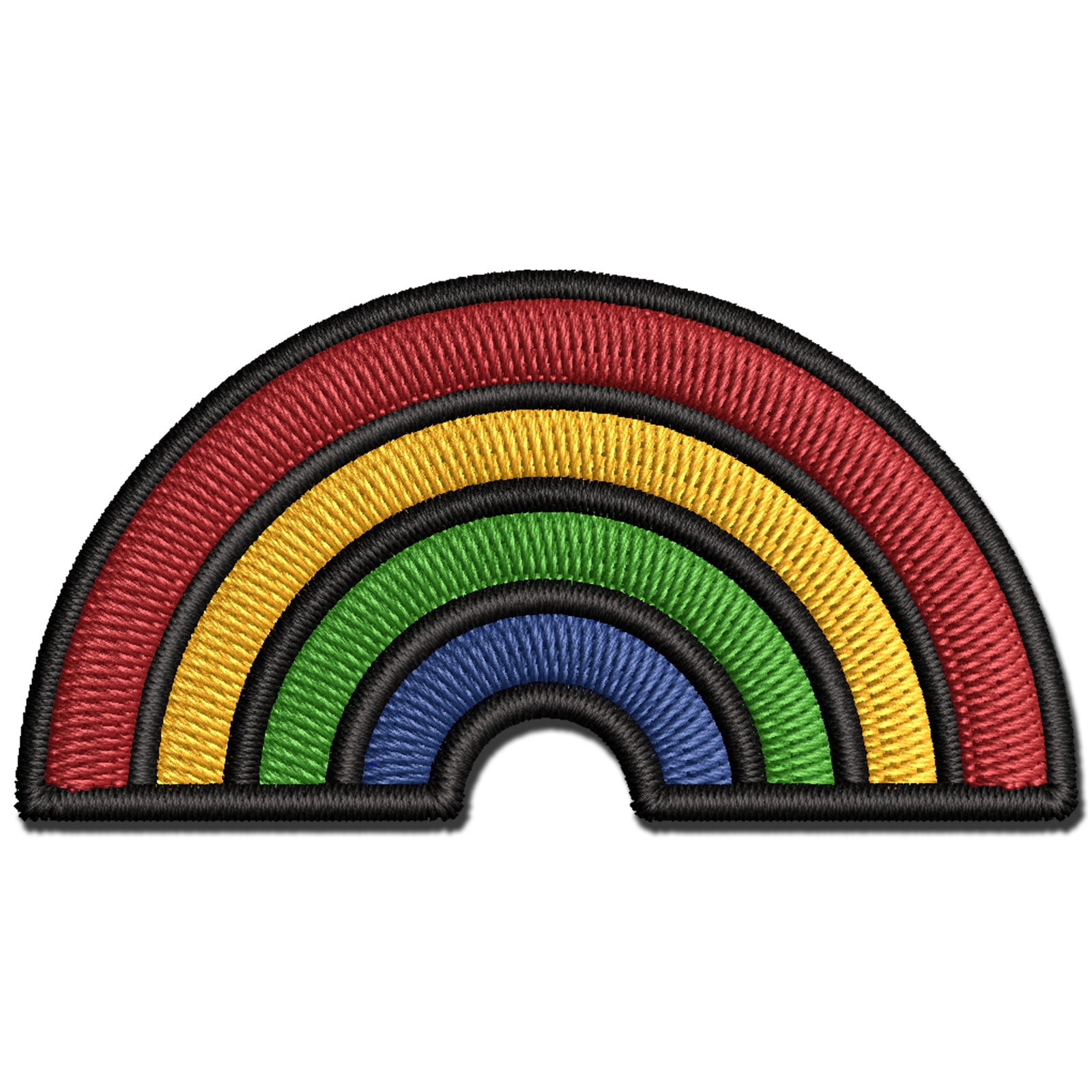 Cute Rainbow Applique Multi-Color Embroidered Iron-On Patch - 3.5 Inch Large