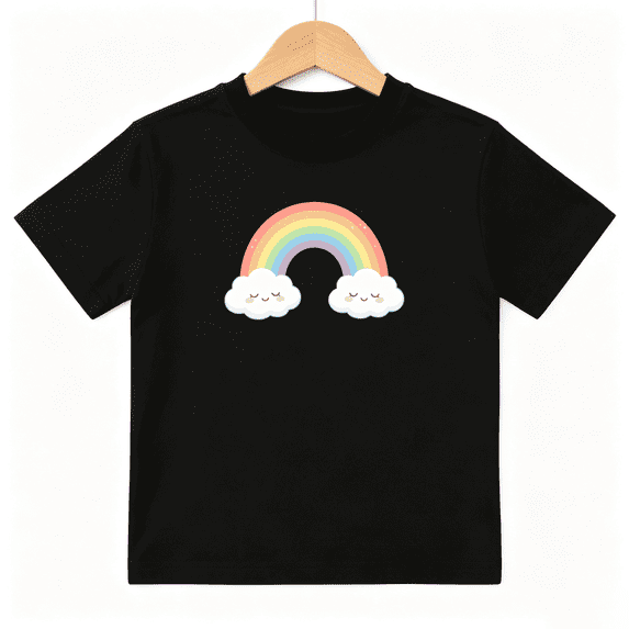 Cute Rainbow Clouds Boys Graphic Tees Pastel Kids T-Shirt 100% Cotton Short Sleeve Tops Ages 4-13Y