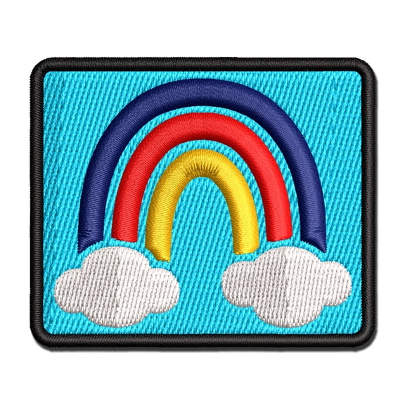 Cute Rainbow Clouds Peace Love Applique Multi-Color Embroidered Iron-On Patch - 2.0 Inch Mini