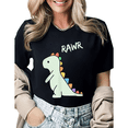 thumbnail image 1 of Cute Rainbow Dinosaur RAWR Graphic Tees Womans Tshirt Shirts Black White S-5XL Tops, 1 of 4
