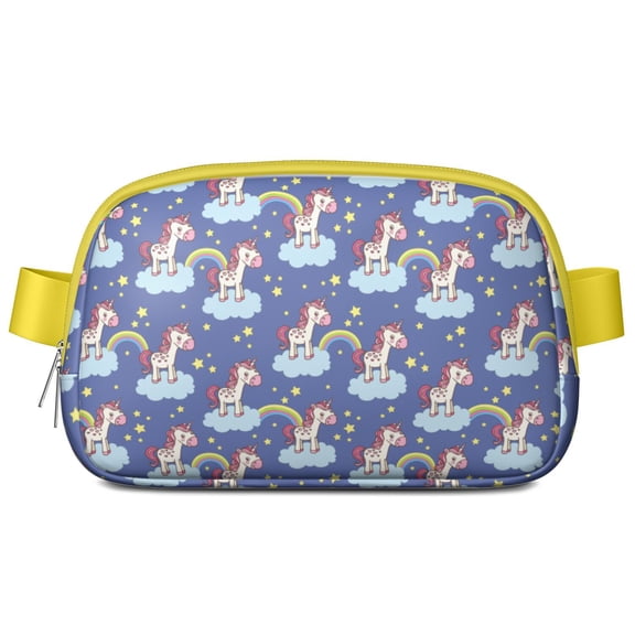 Cute Rainbow Fanny Pack for Women – Unicorn Cartoon Belt Bag with Water-Resistant Material, Adjustable Strap and Zipper Pockets for All-Day Use