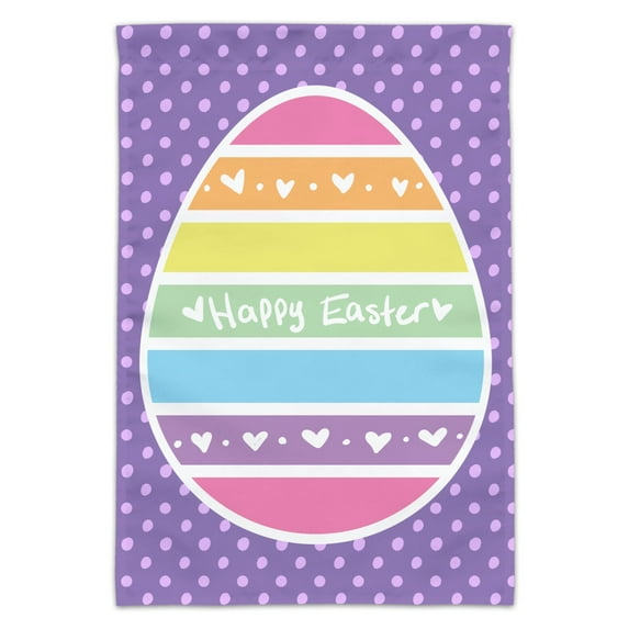 Cute Rainbow Happy Easter Egg Garden Yard Flag